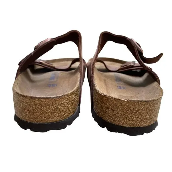 Birkenstock Men's Arizona Sandal EU 46 US 13 Brown Leather Slide Double Strap - Picture 8 of 13